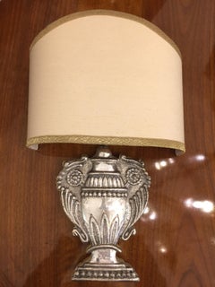 Italian Repoussé Silvered Sconce Urn Vase Wall-Light 20th Century Baroque Style