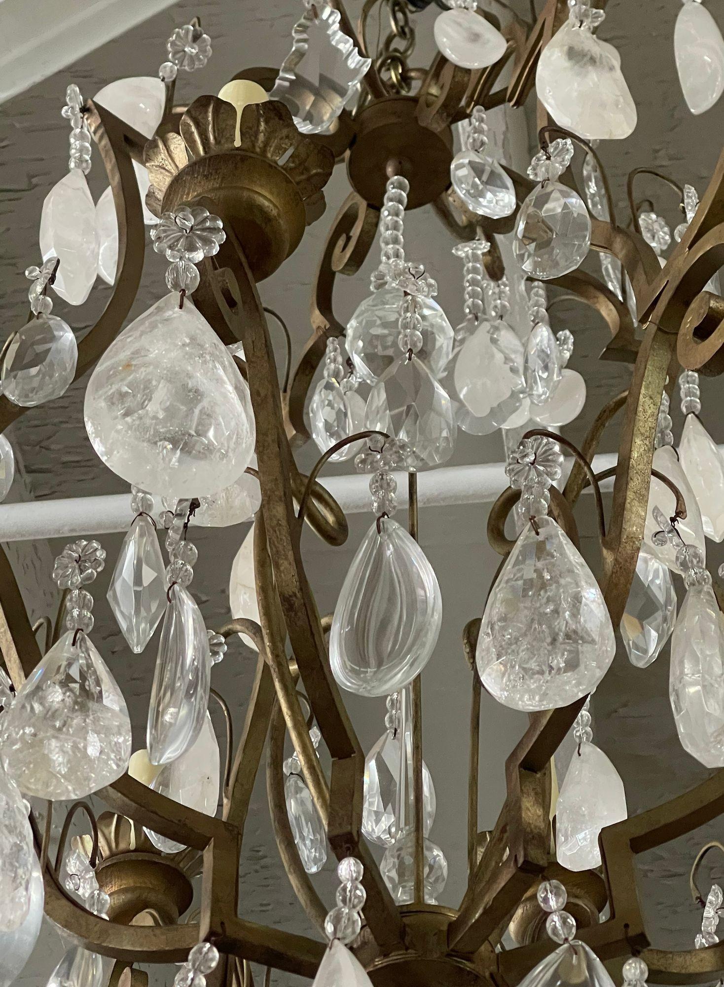 20th Century Italian Rock Crystal Chandelier with Eight Lights (Italienisch) im Angebot