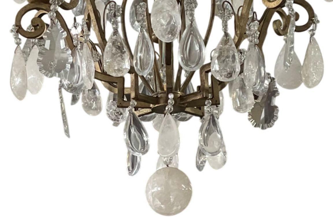 20th Century Italian Rock Crystal Chandelier with Eight Lights im Zustand „Hervorragend“ im Angebot in Los Angeles, CA