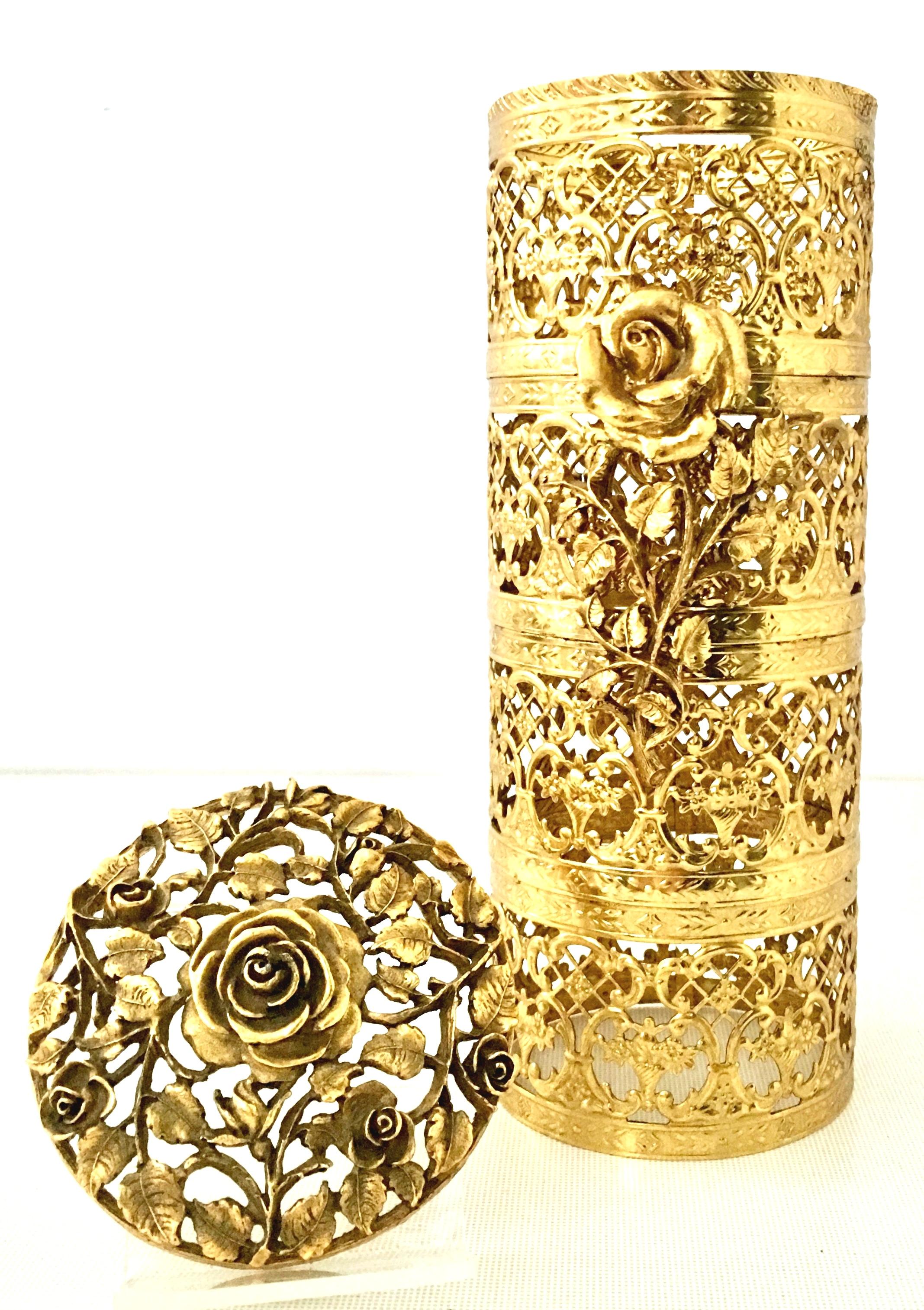 20th Century Rococo Style 24-Karat Gold Gilt Brass Three-Piece Vanity Set For Sale 5