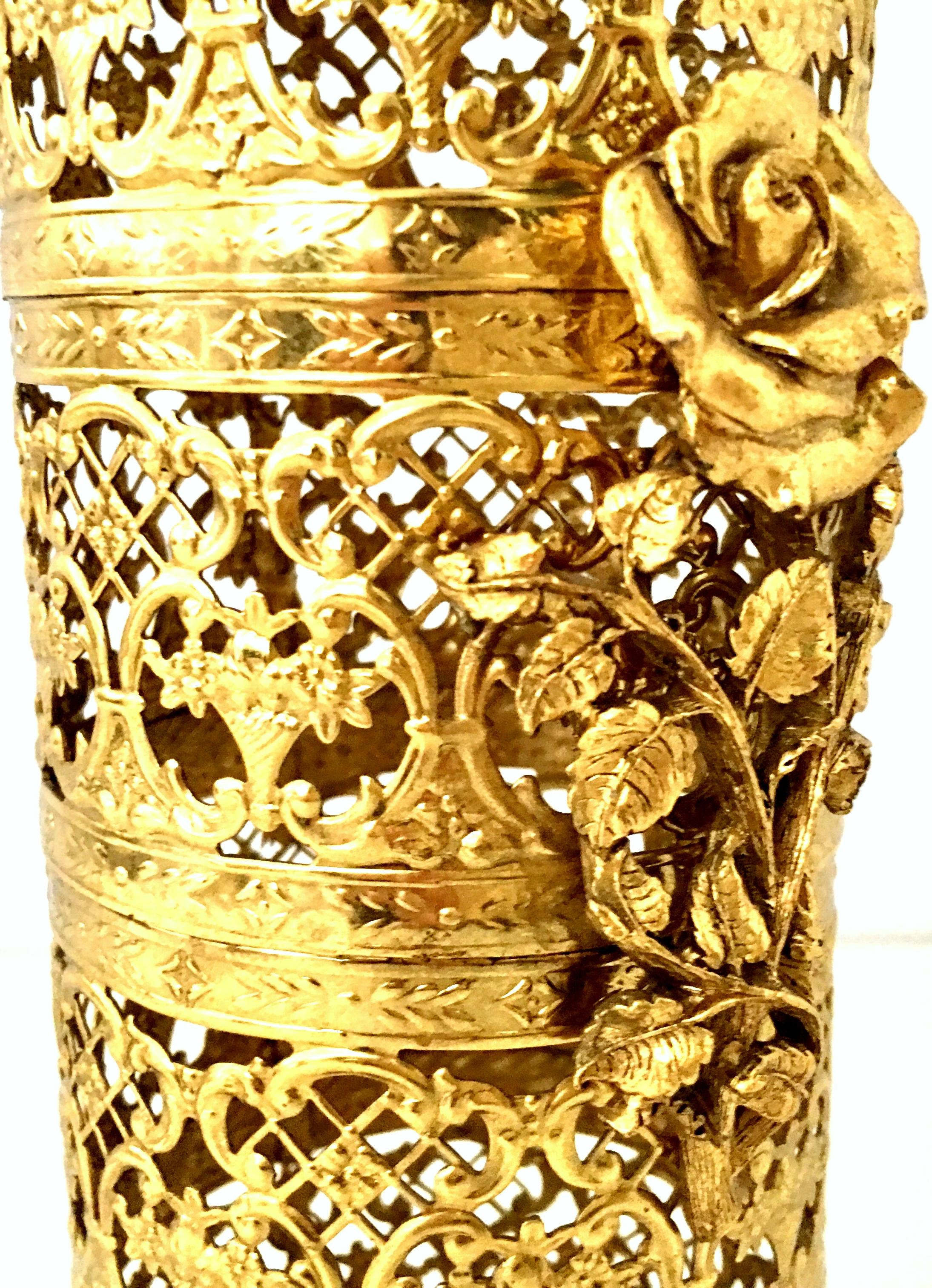 20th Century Rococo Style 24-Karat Gold Gilt Brass Three-Piece Vanity Set For Sale 6
