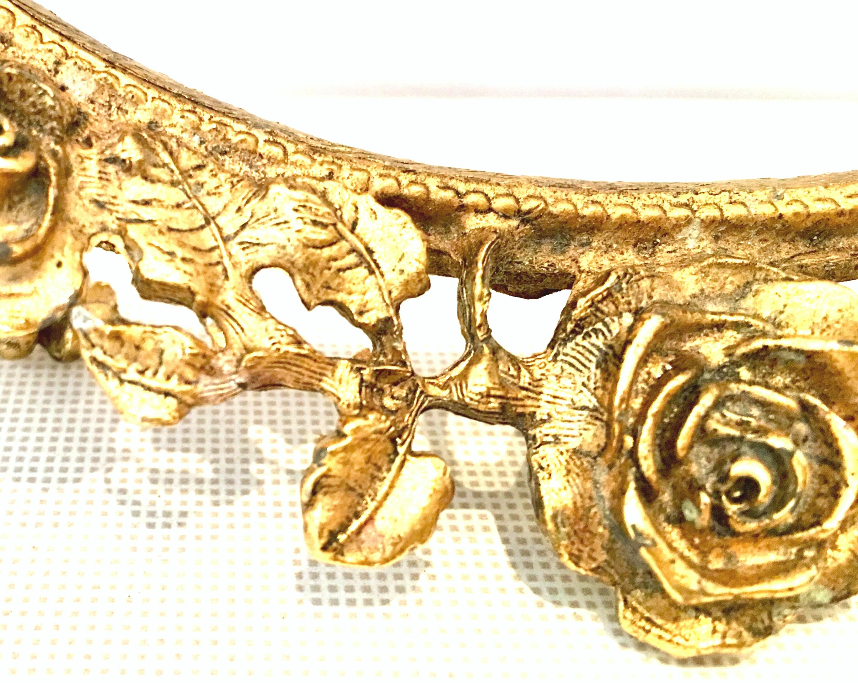 20th Century Rococo Style 24-Karat Gold Gilt Brass Three-Piece Vanity Set For Sale 1