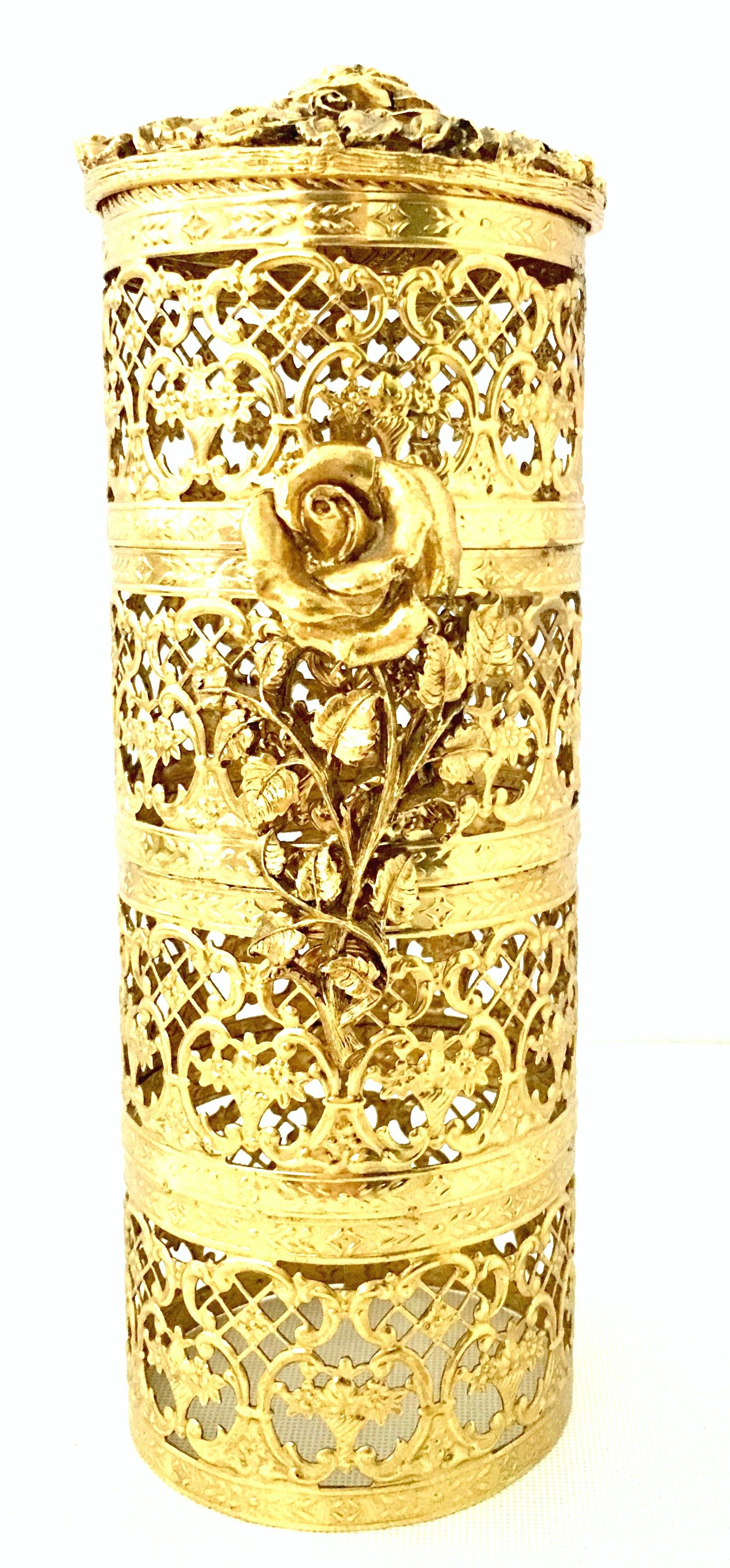 20th Century Rococo Style 24-Karat Gold Gilt Brass Three-Piece Vanity Set For Sale 2