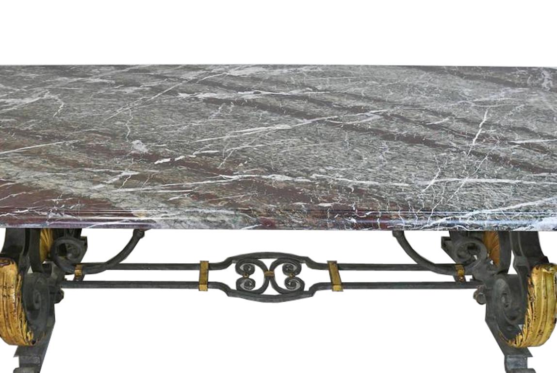 wrought iron base dining table