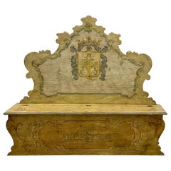 20th Century Italian Rococo Style Painted Hall Bench