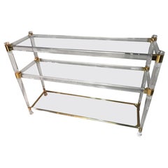 20th Century Italian Romeo Rega Plexiglass, Brass and Glass Console Table, 1970s