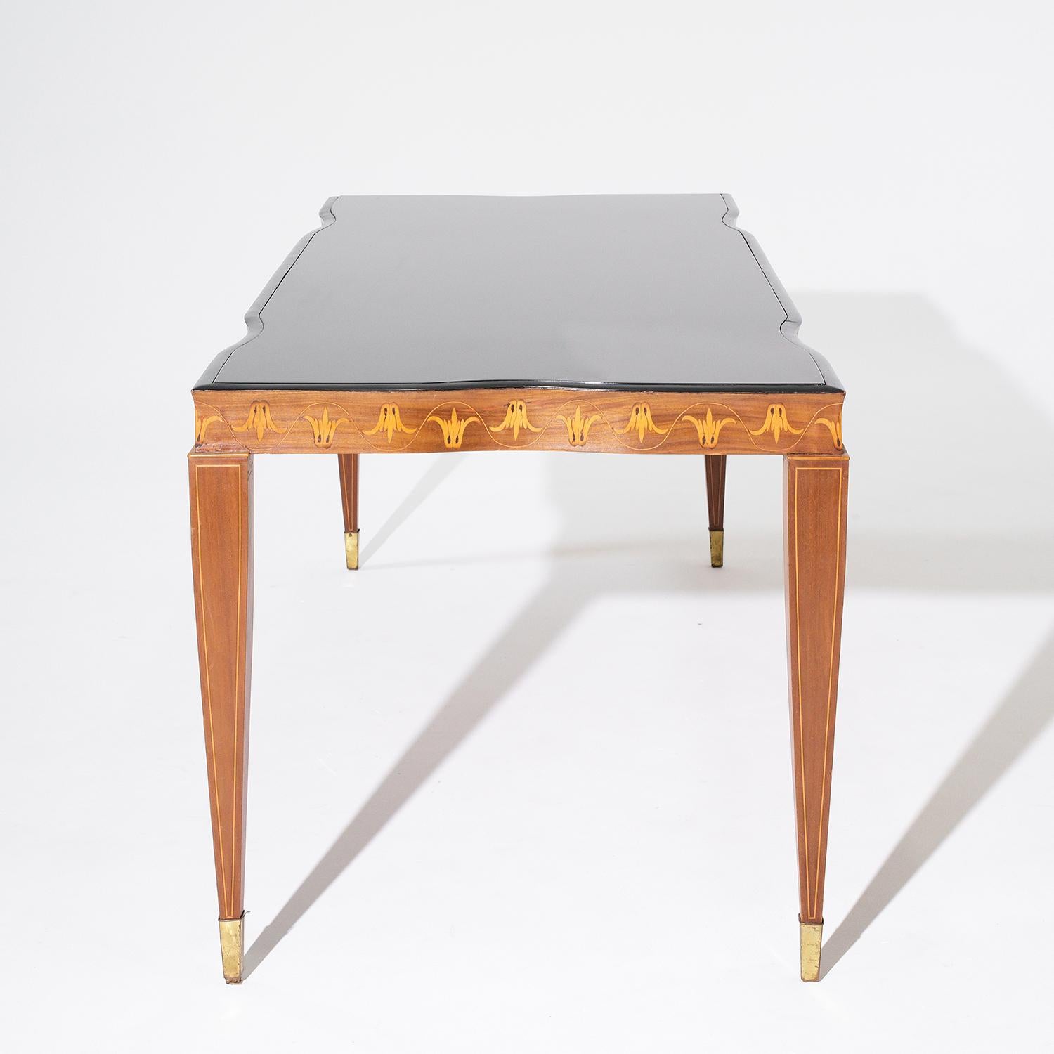 Brass 20th Century Italian Rosewood Dining Table by Paolo Buffa & Serafino Arrighi For Sale