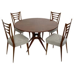 20th Century Italian Rosewood Dining Table with Four Chairs by Osvaldo Borsani