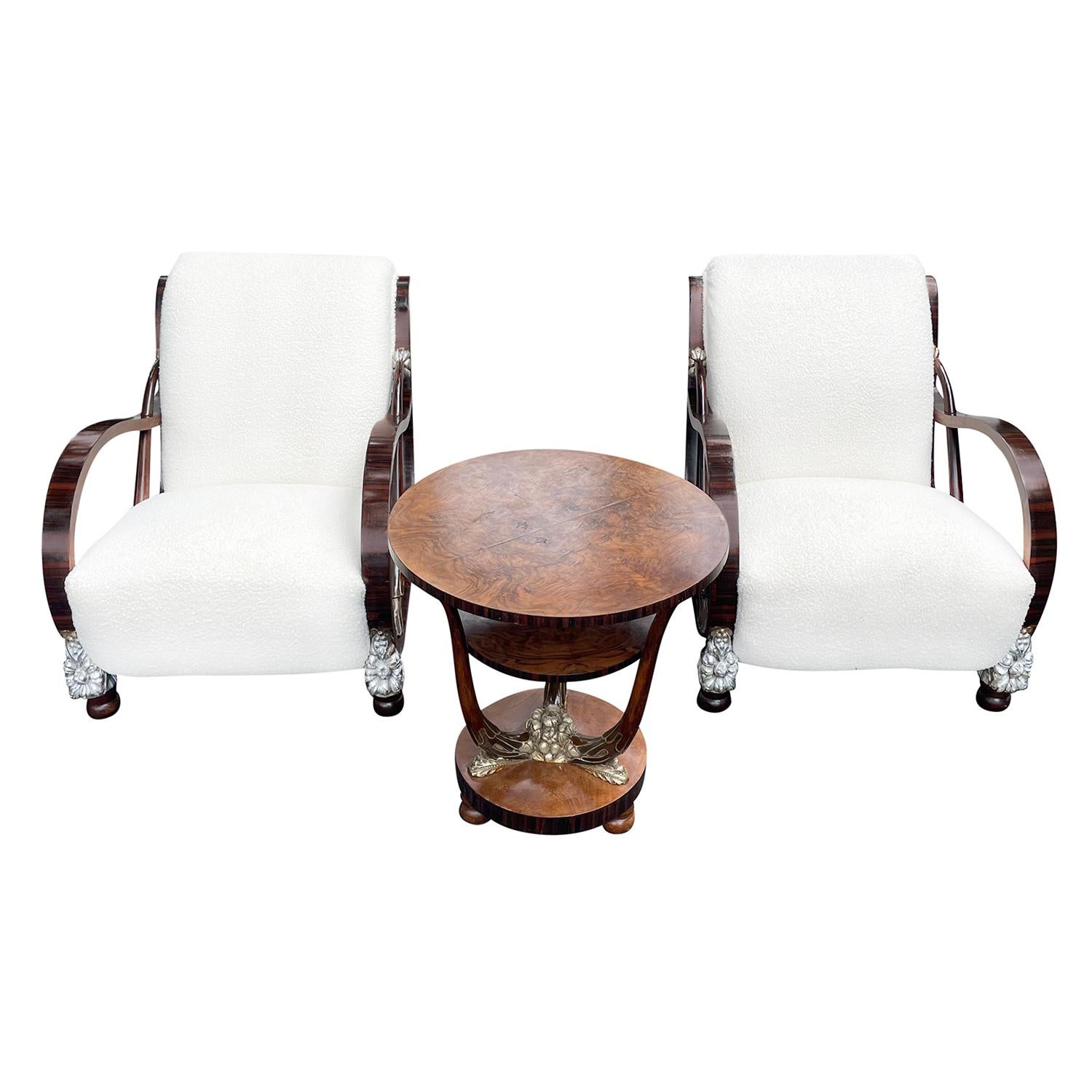 Mid-Century Modern 20th Century Italian Rosewood Lounge Chairs and Side Table by Vittorio Ducrot