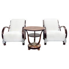 20th Century Italian Rosewood Lounge Chairs and Side Table by Vittorio Ducrot