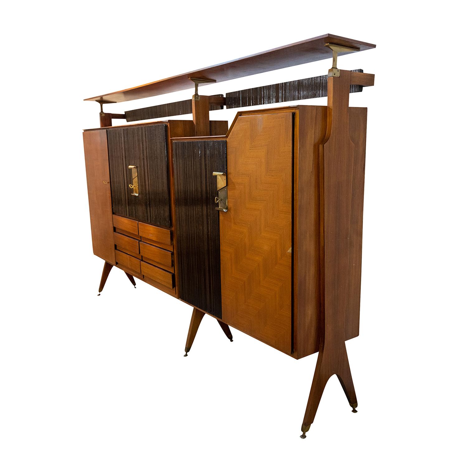 Mid-Century Modern 20th Century Italian Modern Rosewood Cocktail Bar Cabinet by Osvaldo Borsani For Sale