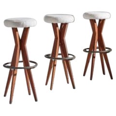 20th Century Italian Round Club Chairs Raised on Four Wooden Crossed Legs