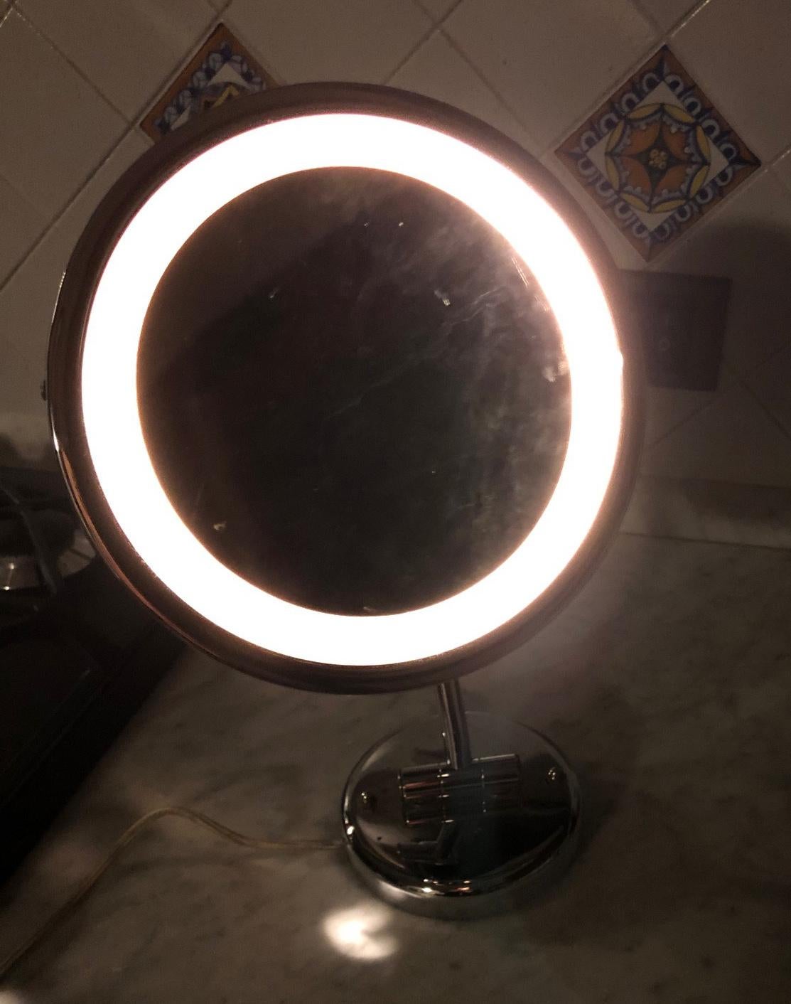 20th Century Italian Round Makeup Light with Mirror 1