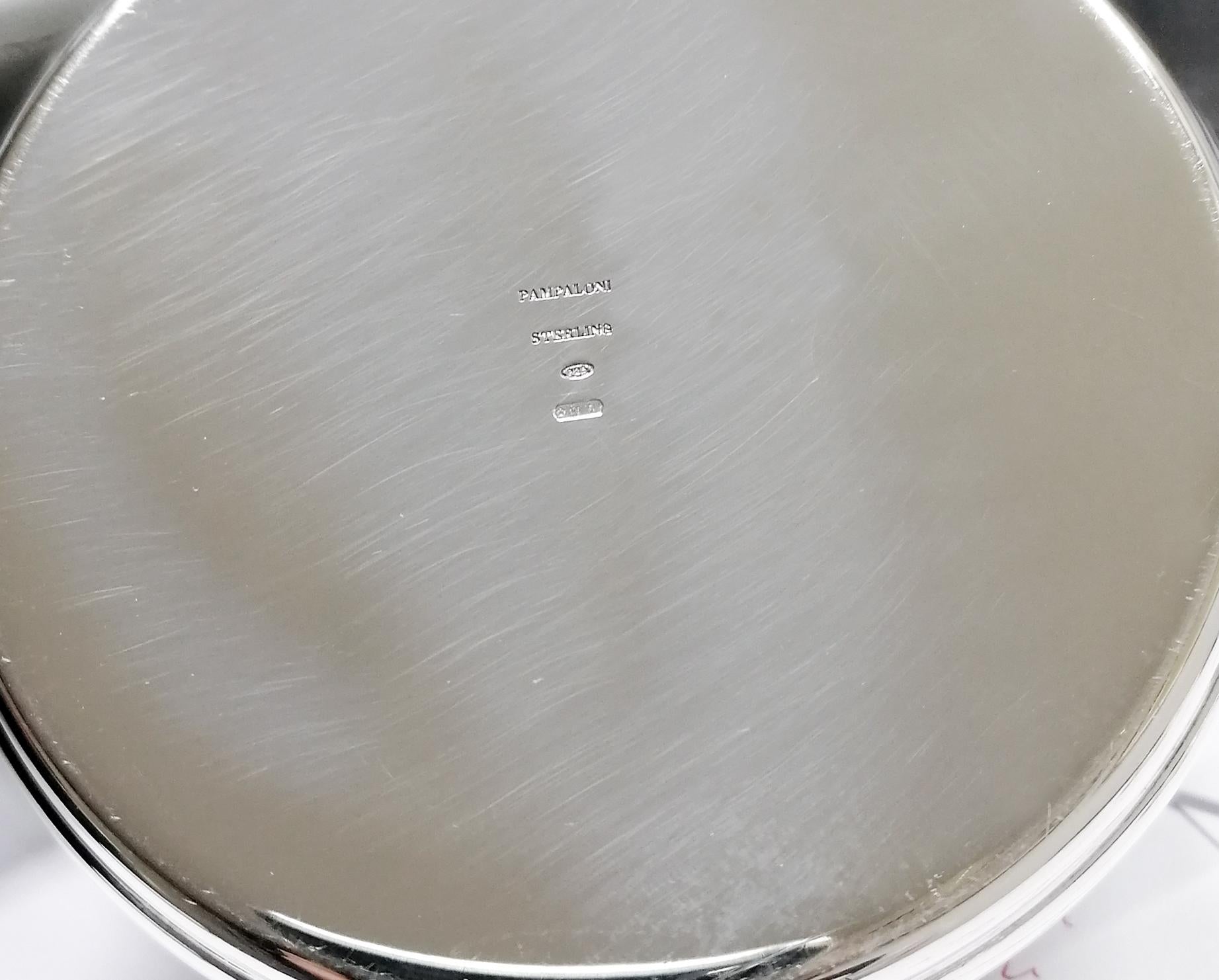 Italienisches rundes Schmuckkästchen aus Sterlingsilber des 20. Jahrhunderts im Angebot 4