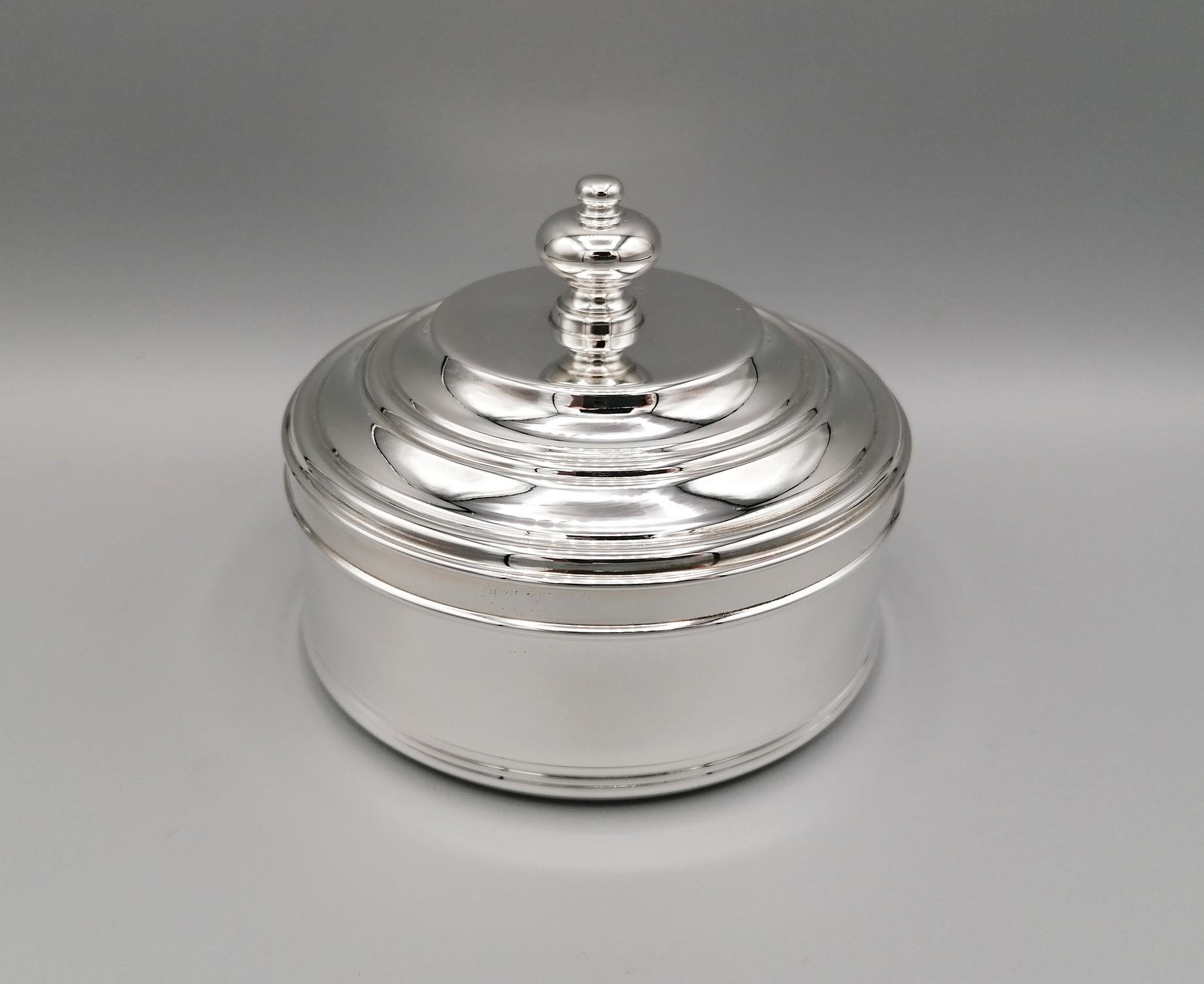 20th Century Italian Round Sterling Silver Jewelry Box For Sale 6