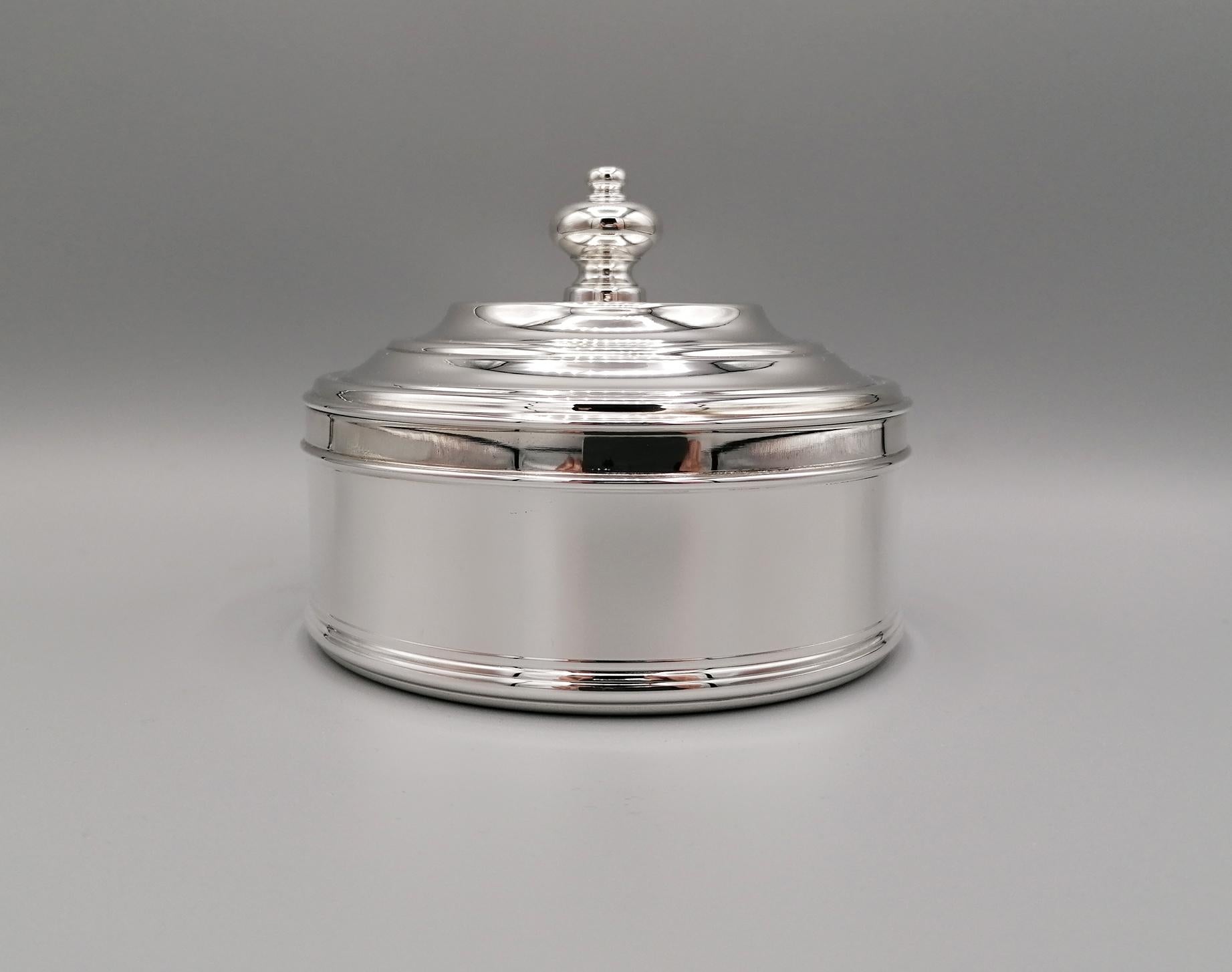 Other 20th Century Italian Round Sterling Silver Jewelry Box For Sale