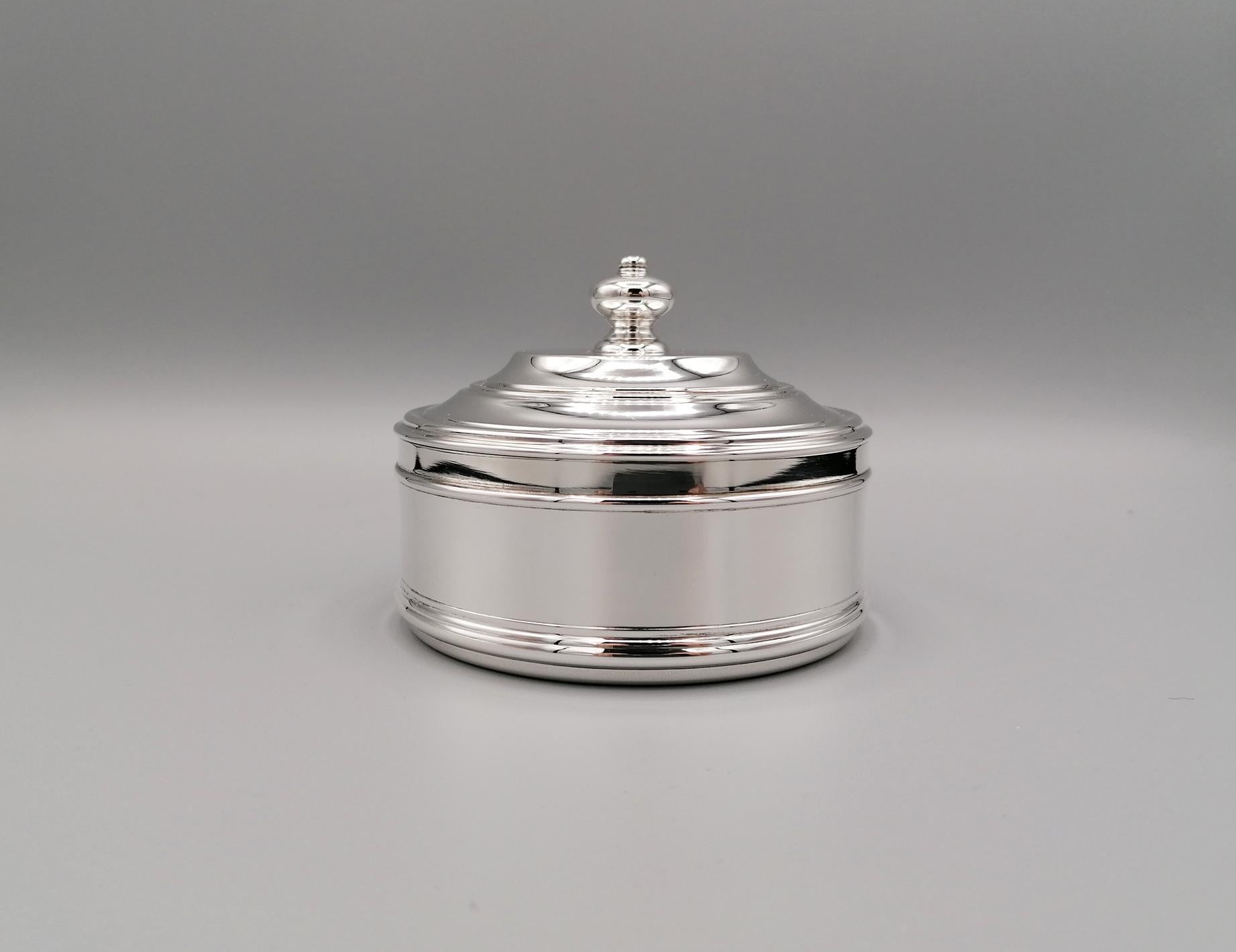 Other 20th Century Italian Round Sterling Silver Jewelry Box For Sale