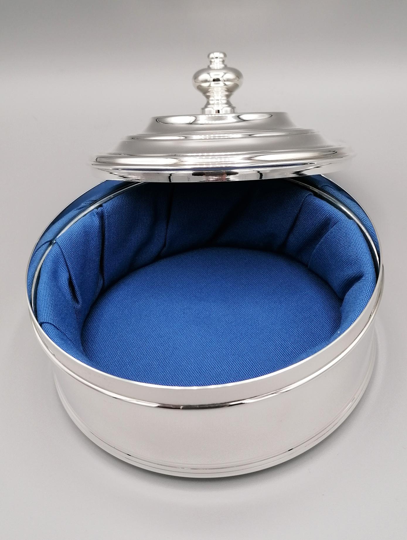 20th Century Italian Round Sterling Silver Jewelry Box For Sale 2