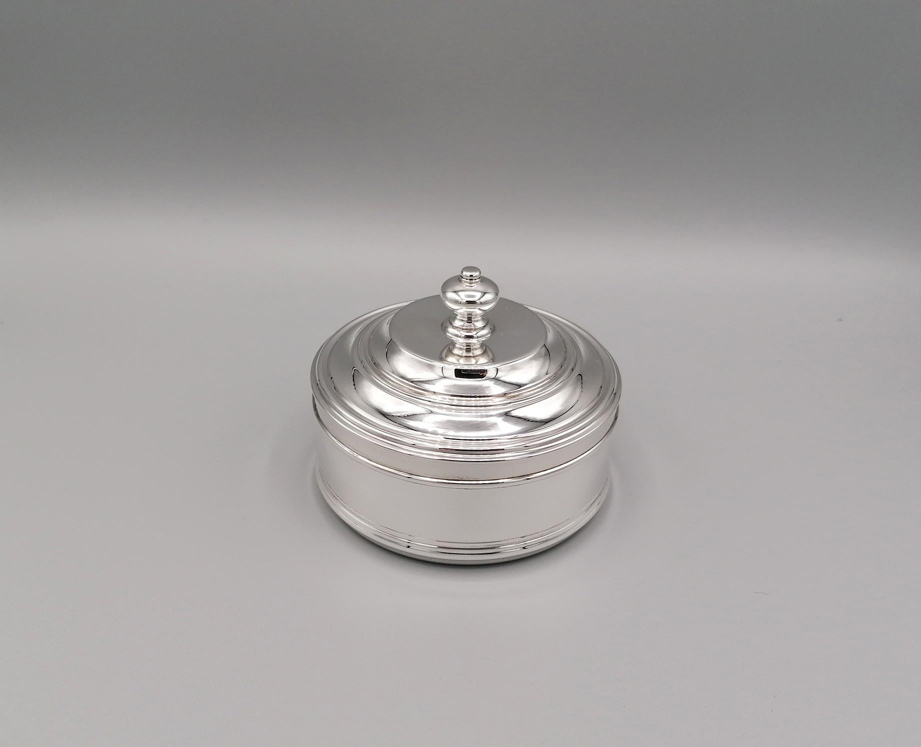 20th Century Italian Round Sterling Silver Jewelry Box For Sale 2