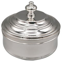 20th Century Italian Round Sterling Silver Jewelry Box