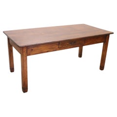 20th Century Italian Rustic Kitchen Table or Writing Table in Fir Wood, Restored