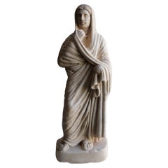 20th Century Italian "Saint" Sculpture in Carrara Marble Height: 53 cm