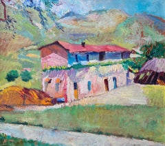 Fine Italian Post-Impressionist Oil Painting Old Villa in Countryside Landscape