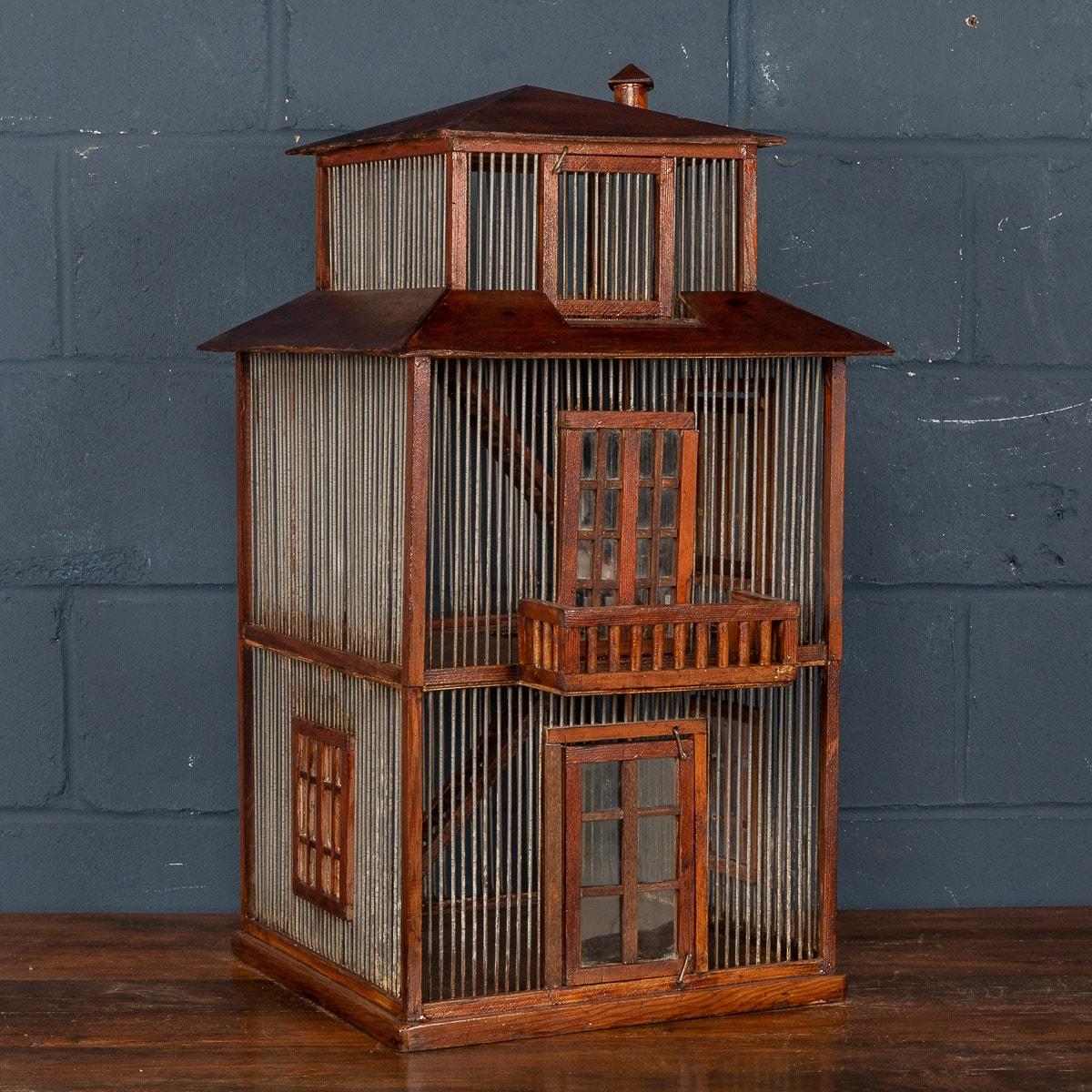 A rare and unusual hamster cage, hand made in Italy in the first half of the 20th Century. The hamster cage is entirely realised out of softwood (probably pine) and is scratch made insofar as no component is pre-made or manufactured. The cage has