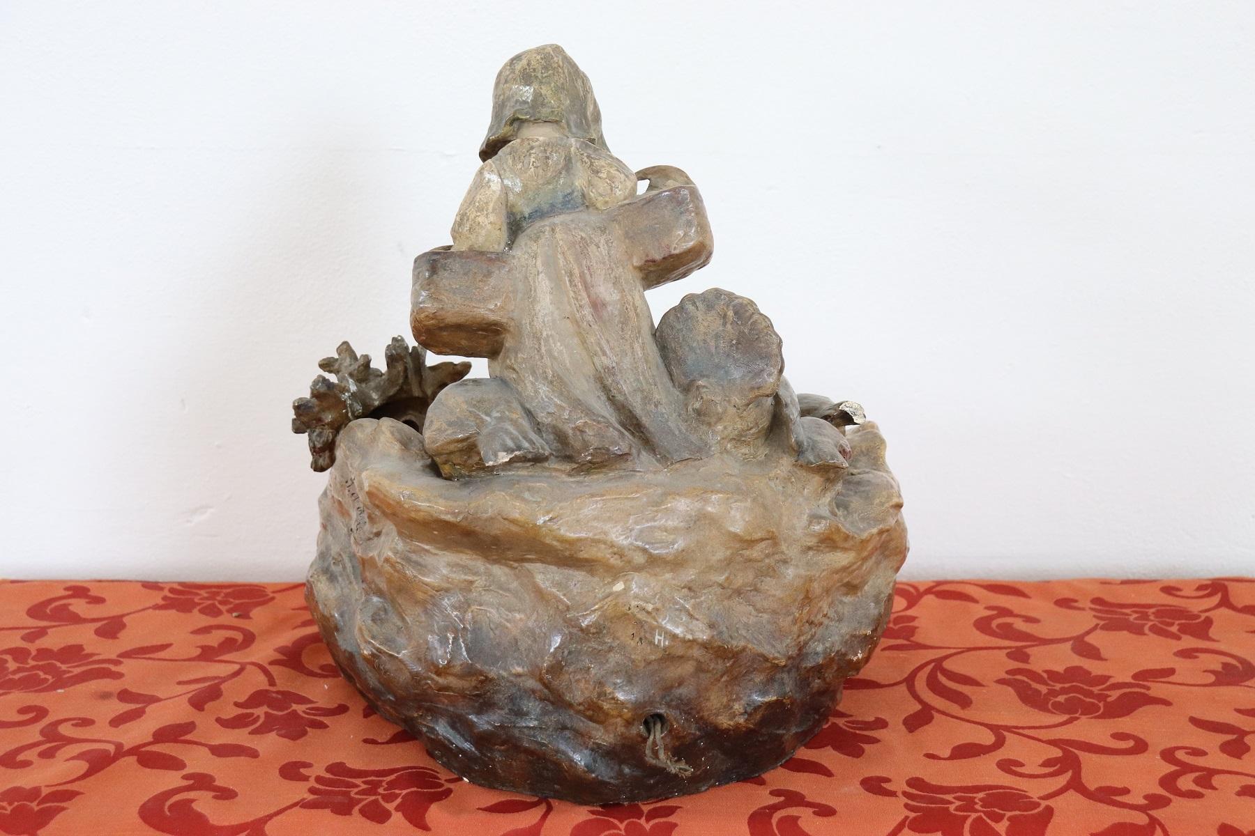 20th Century Italian Sculptural Group in Plaster Baby at the Lake, 1910s For Sale 1