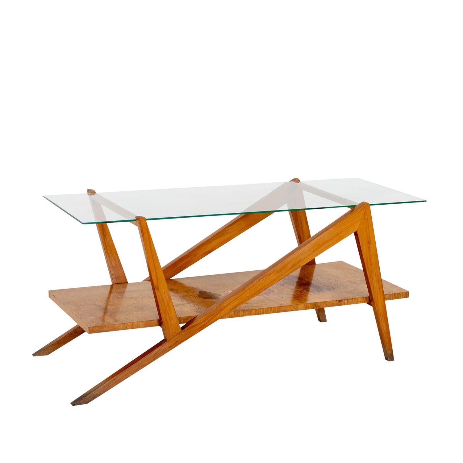 Mid-Century Modern Table basse sculpturale italienne du 20ème siècle - Table de canapé en verre vintage en vente