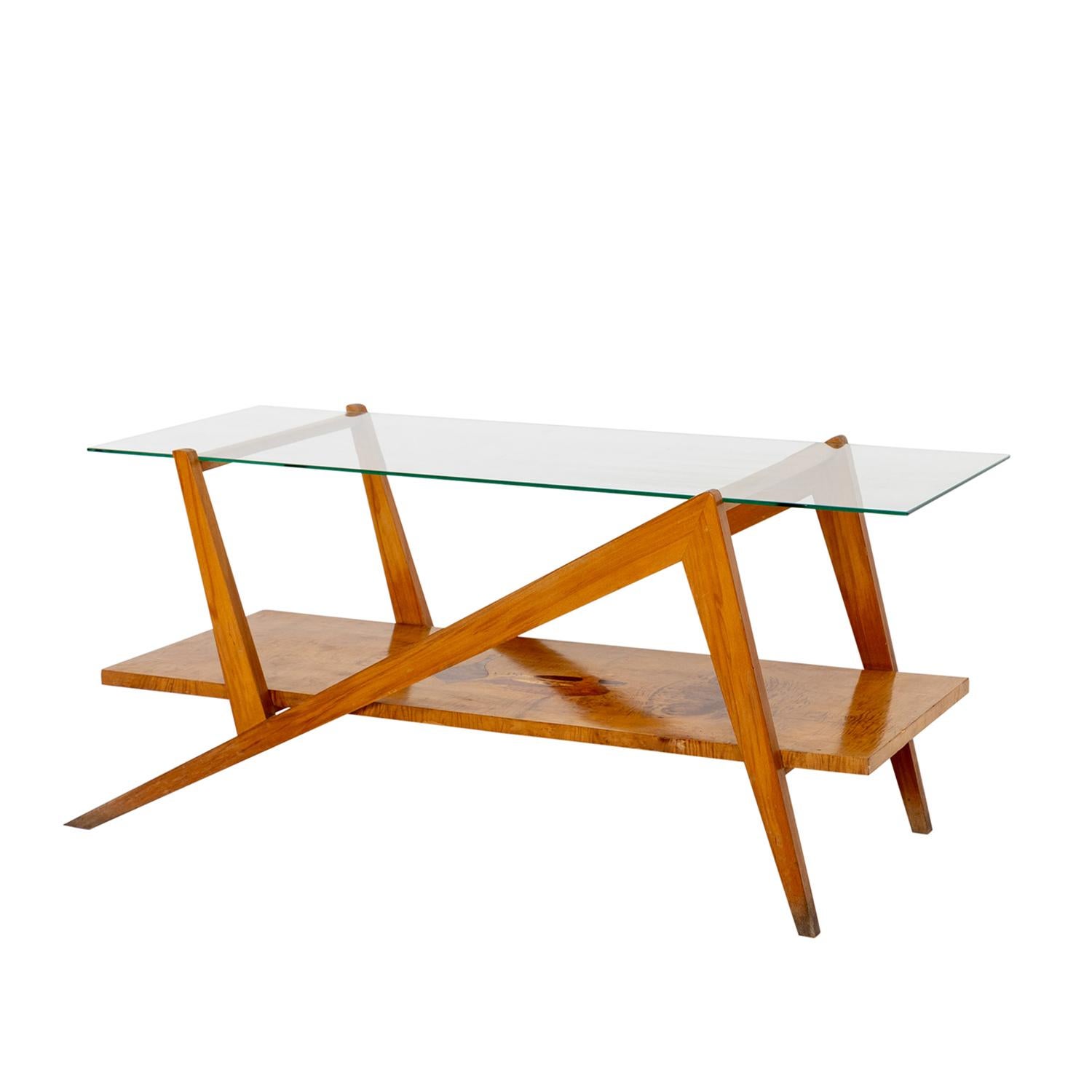 Table basse sculpturale italienne du 20ème siècle - Table de canapé en verre vintage Bon état - En vente à West Palm Beach, FL