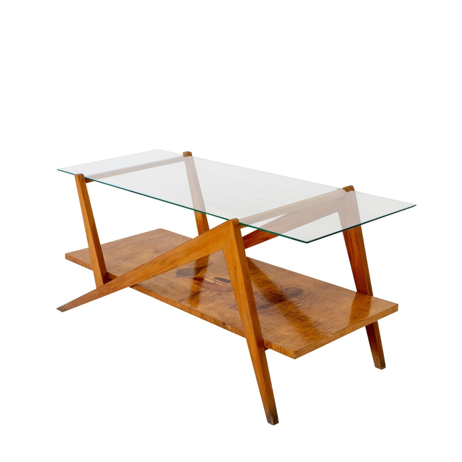 20ième siècle Table basse sculpturale italienne du 20ème siècle - Table de canapé en verre vintage en vente