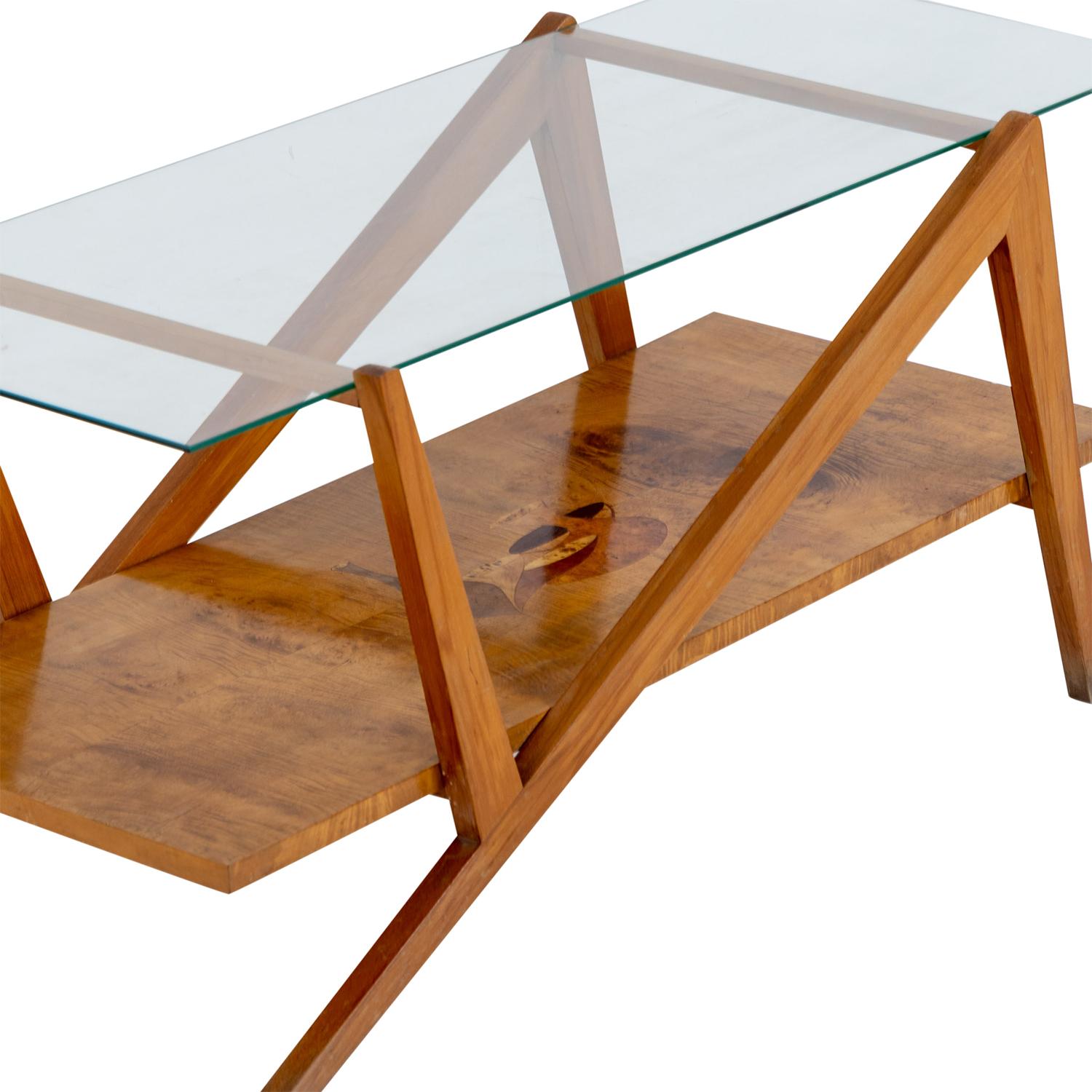 Table basse sculpturale italienne du 20ème siècle - Table de canapé en verre vintage en vente 1