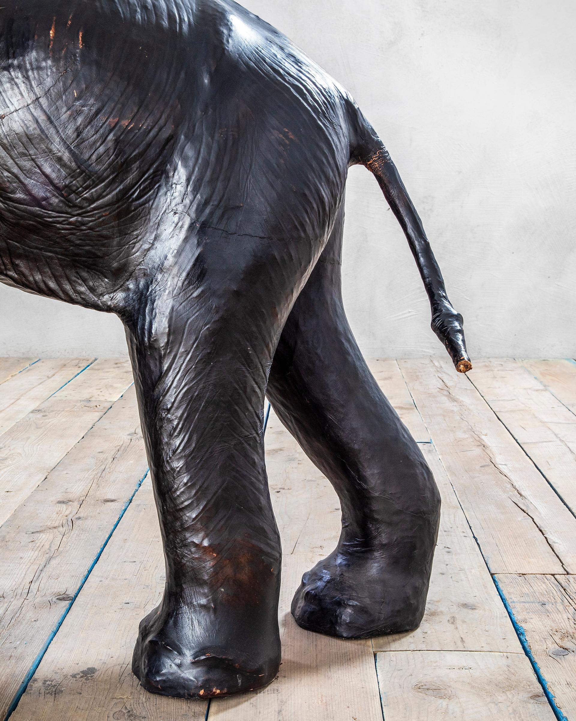 Faux Leather 20th Century Italian Sculpture Elephant in Papier Maché in style of Abercrombie For Sale