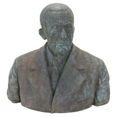 20th Century Italian Sculpture in Bronze Bust Portrait of a Gentleman, Signed