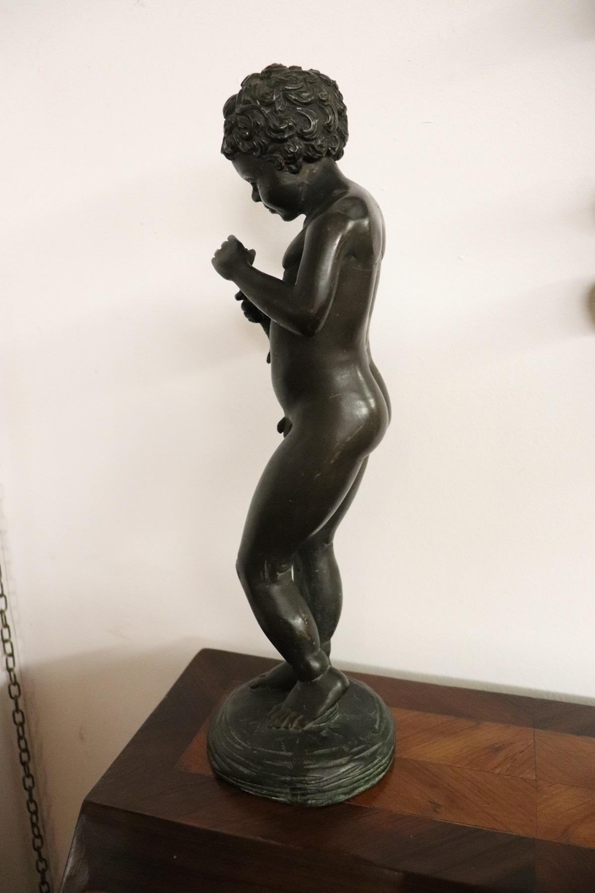 20th Century Italian Sculpture in Bronze Child with Fish In Excellent Condition In Casale Monferrato, IT