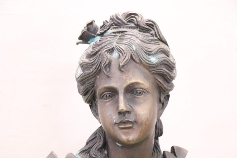 20th Century Italian Sculpture in Bronze Portrait of Young Girl at 1stDibs