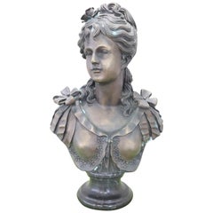 20th Century Italian Sculpture in Bronze Portrait of Young Girl