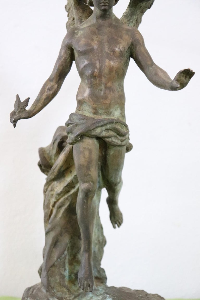 20th Century Italian Sculpture in Bronze Winged Genius by Gabriele