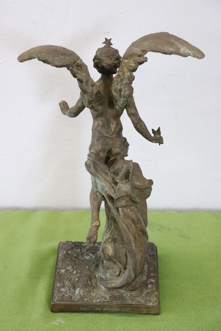 20th Century Italian Sculpture in Bronze Winged Genius by Gabriele