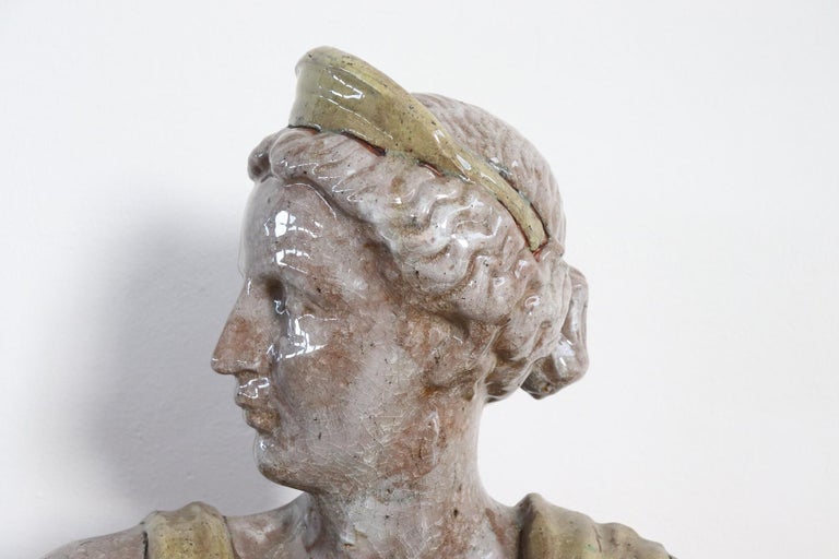 20th Century Italian Sculpture in Glazed Clay Bust of a Roman Woman at ...