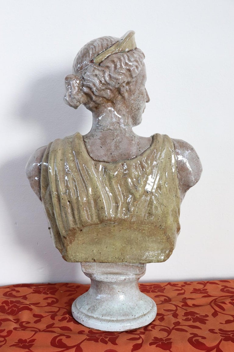 20th Century Italian Sculpture in Glazed Clay Bust of a Roman Woman at ...
