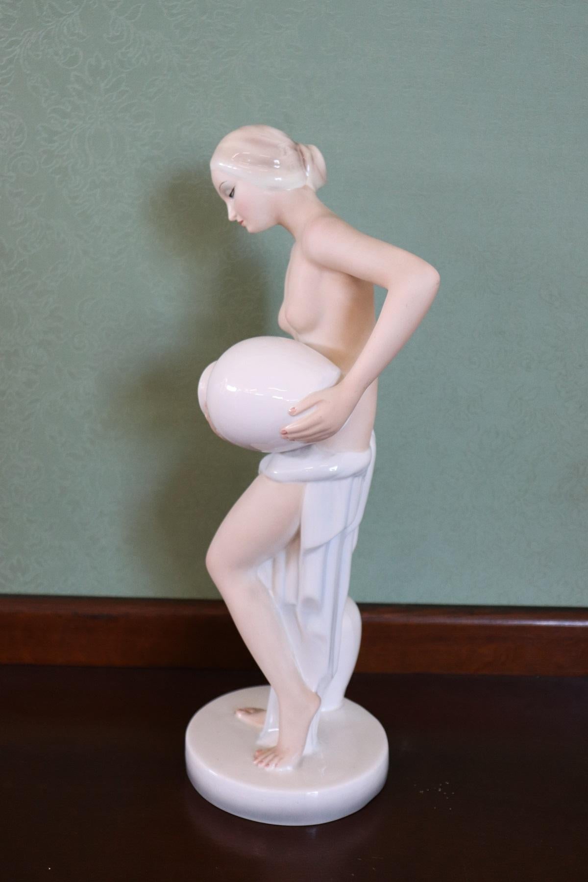 20th Century Italian Sculpture in Polychrome Artistic Ceramics by G Ronzan, 1945 3