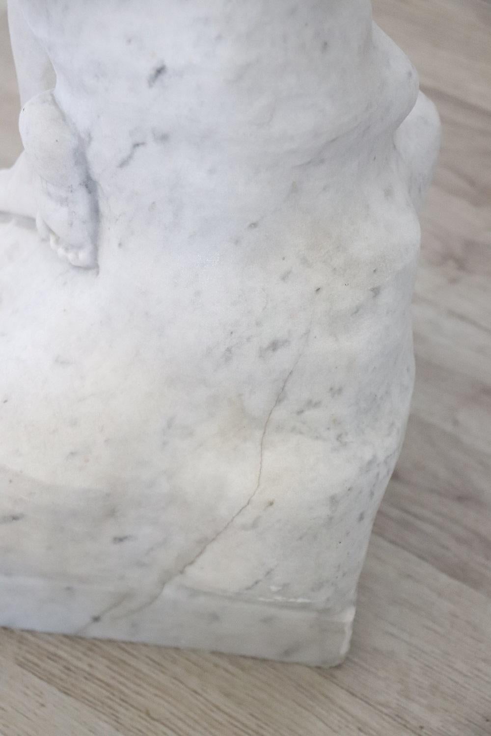 20th Century Italian Sculpture in Precious White Marble of Carrara, Angel 3