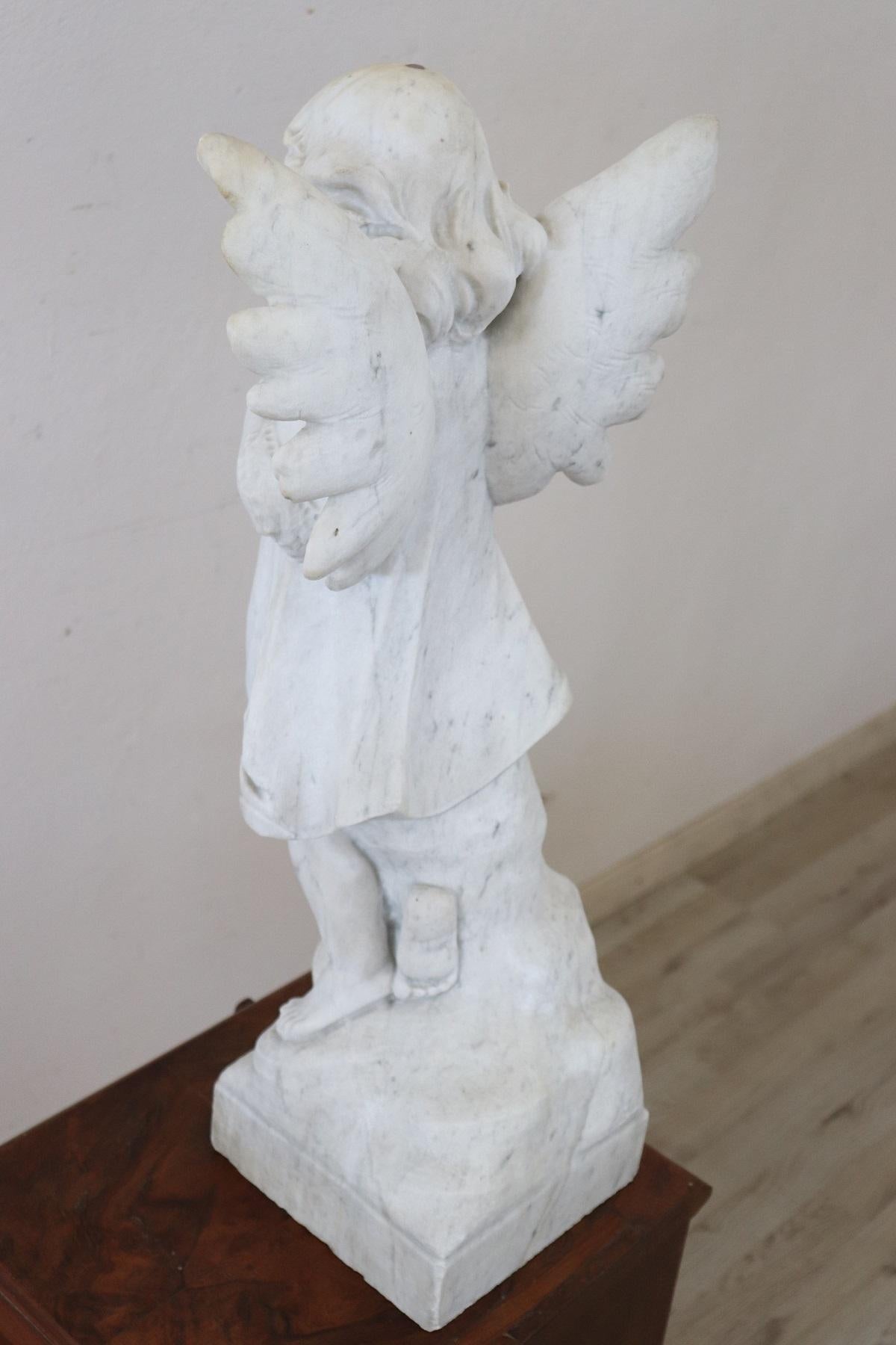 20th Century Italian Sculpture in Precious White Marble of Carrara 1