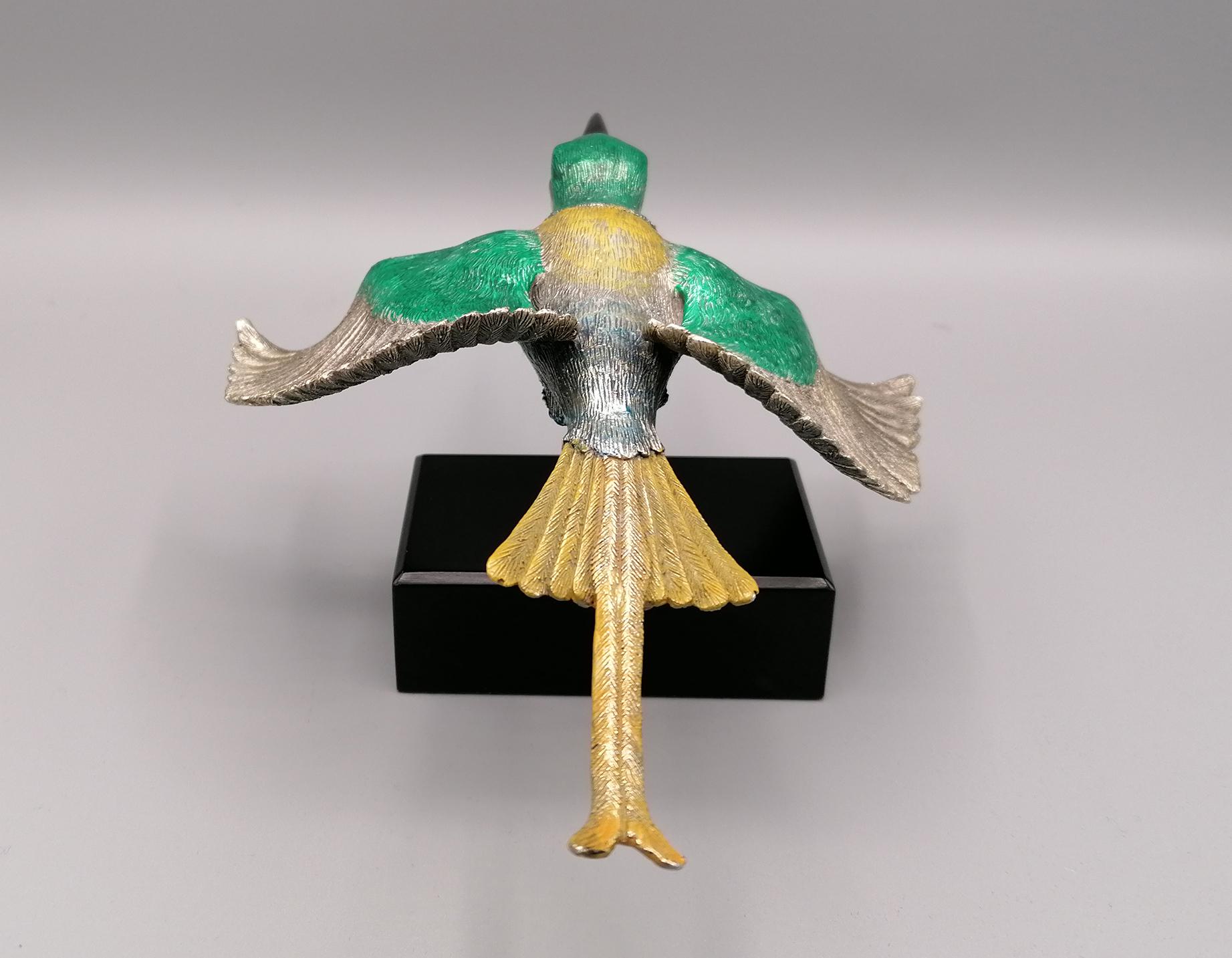 Enameled 20th Century Italian Sculpture of a Bee Eater For Sale