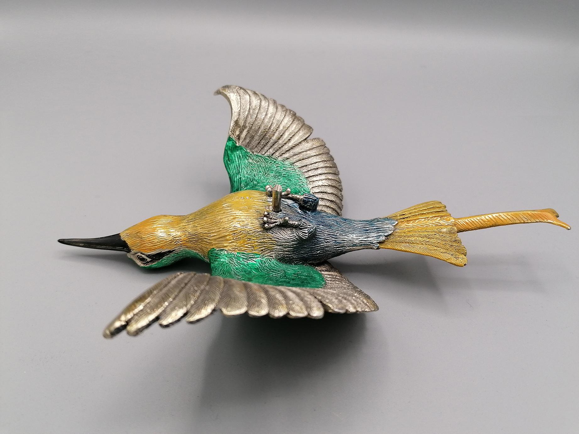 Silver Leaf 20th Century Italian Sculpture of a Bee Eater For Sale