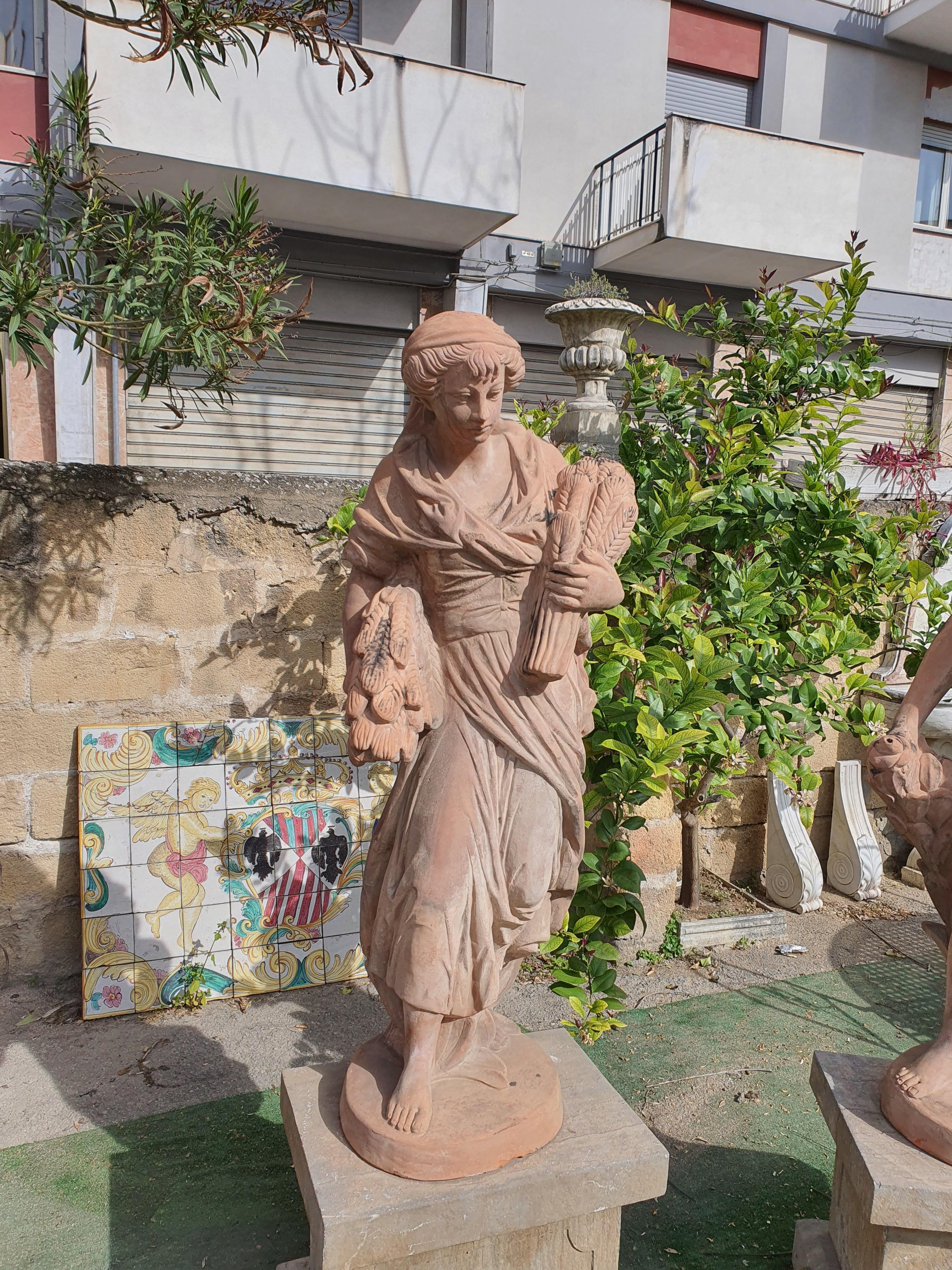 20th Century Italian Sculptures in Terracotta, Four Seasons Statues 4