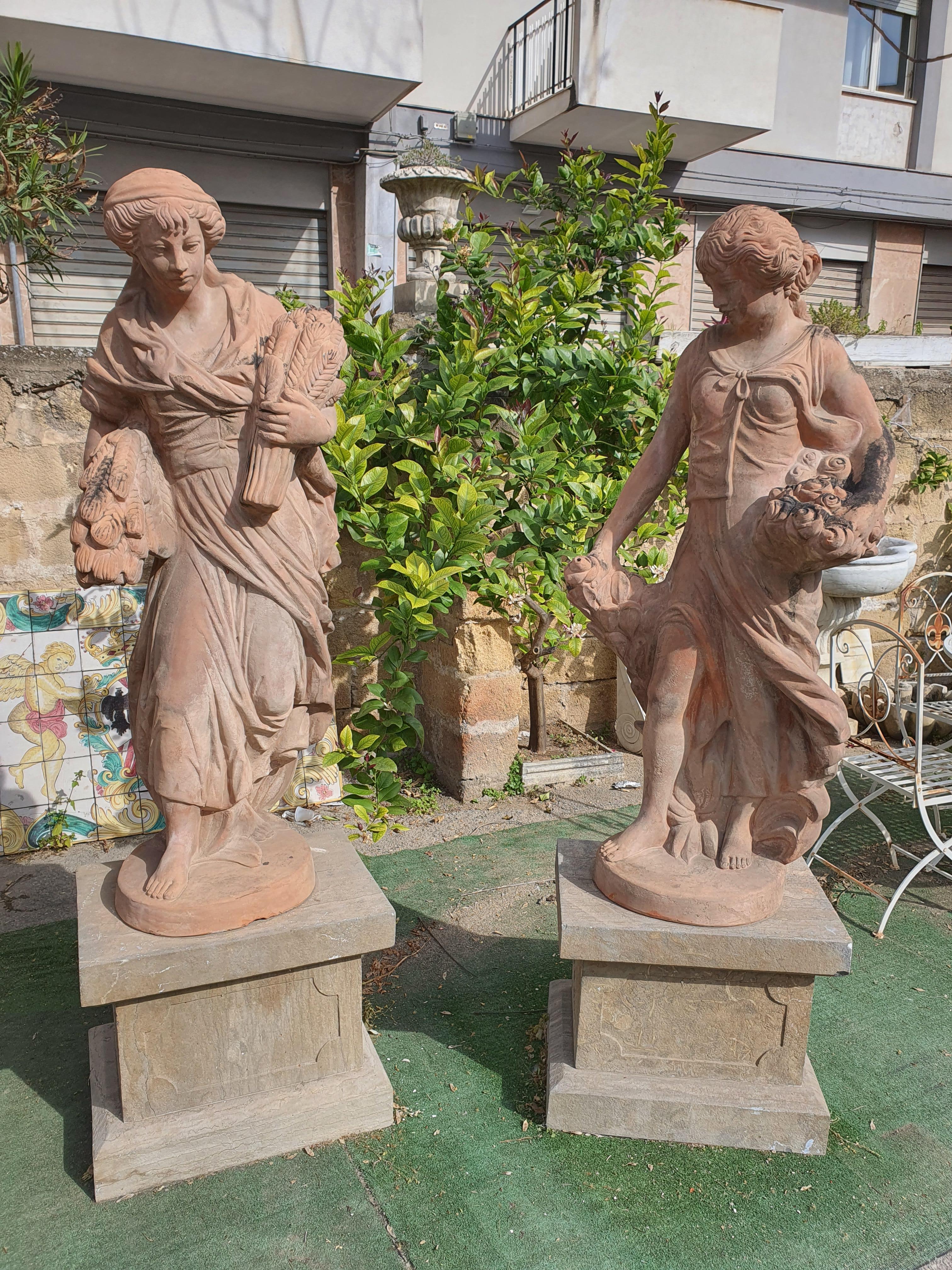 20th Century Italian Sculptures in Terracotta, Four Seasons Statues 10