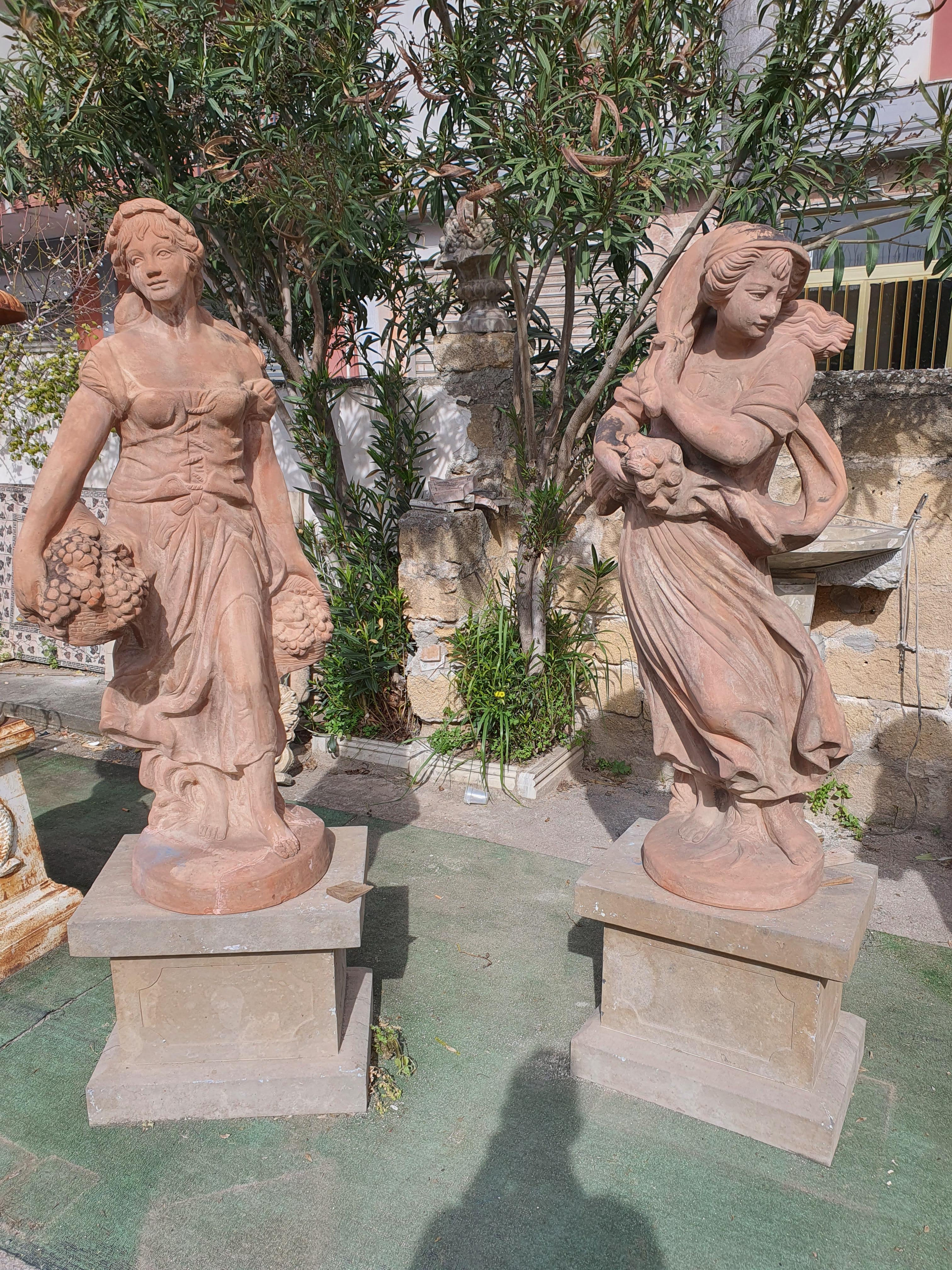 20th Century Italian Sculptures in Terracotta, Four Seasons Statues For Sale 11